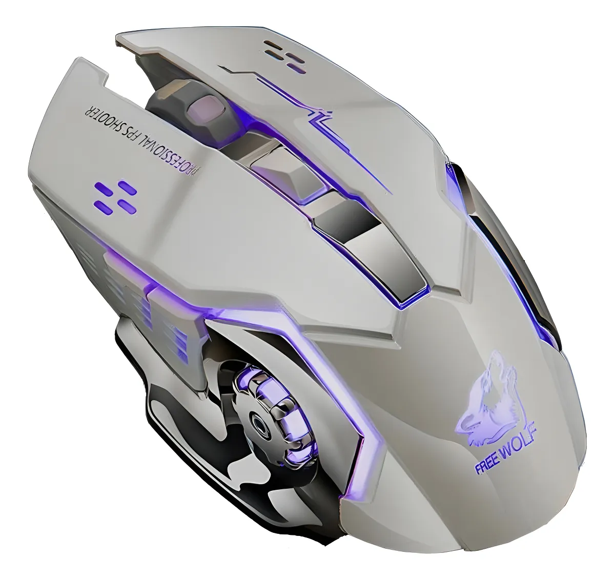Mouse gamer de juego inalámbrico recargable X8 metal grey