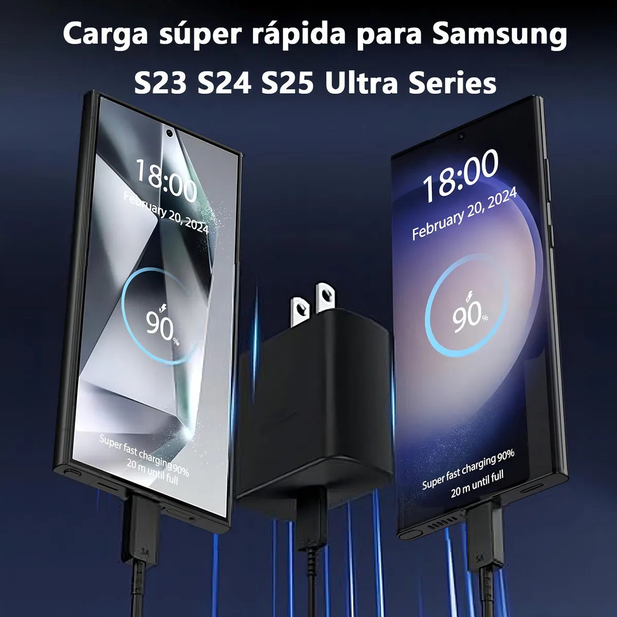 45w cargador para Samsung cargador rápida tipo c compatible con Samsung S23 S24 S25 Ultra S23+ S24+ S25+ A56 A36 A55 A54 A35 A34 - Imagen 2